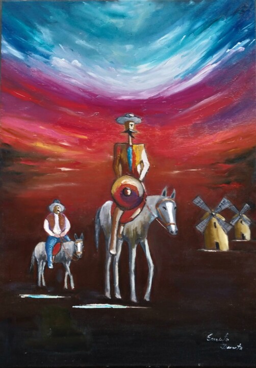 D.Quixote in Red 绘画, 27.6x19.7 in