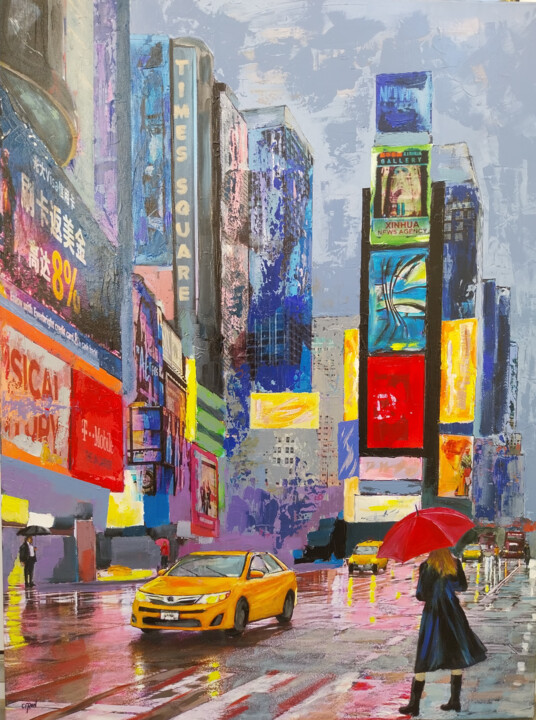 New York sous la pluie Printmaking, 31.5x23.6 in