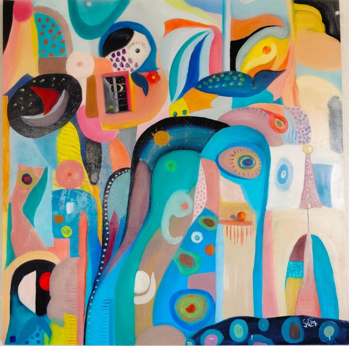 Матрёшки. Абстракция. 绘画, 39.4x39.4 in