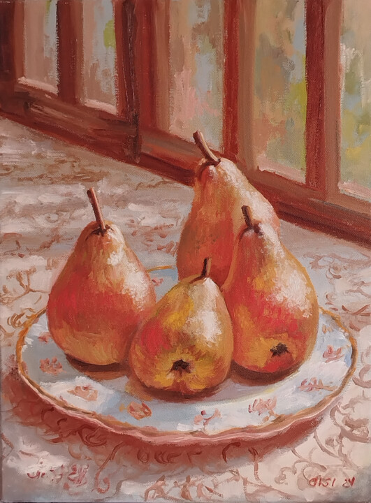 Pears on the table Painting, 15.8x11.8 in