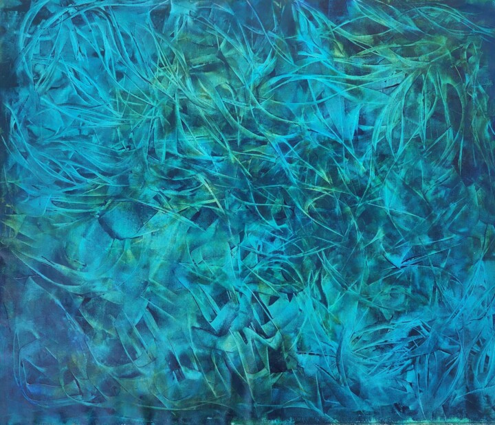 "BLUE RYTHM Nº II" 绘画, 42.9x50.6 in