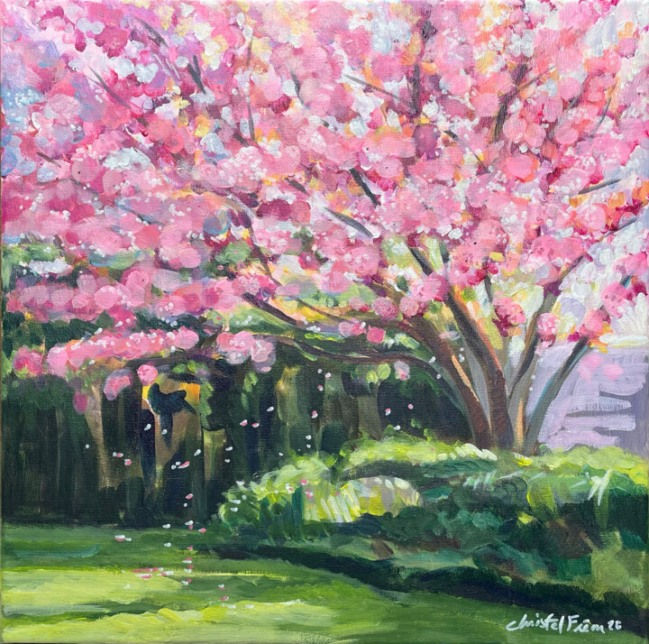 Pintura titulada "Prunus d'avril" por Christel Fréon, Obra de arte original, Acrílico Montado en Bastidor de camilla de made…