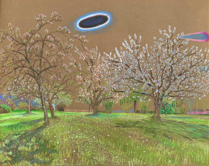제목이 "Cerisiers & pommier…"인 그림 Eric Boisseau로, 원작, 분필