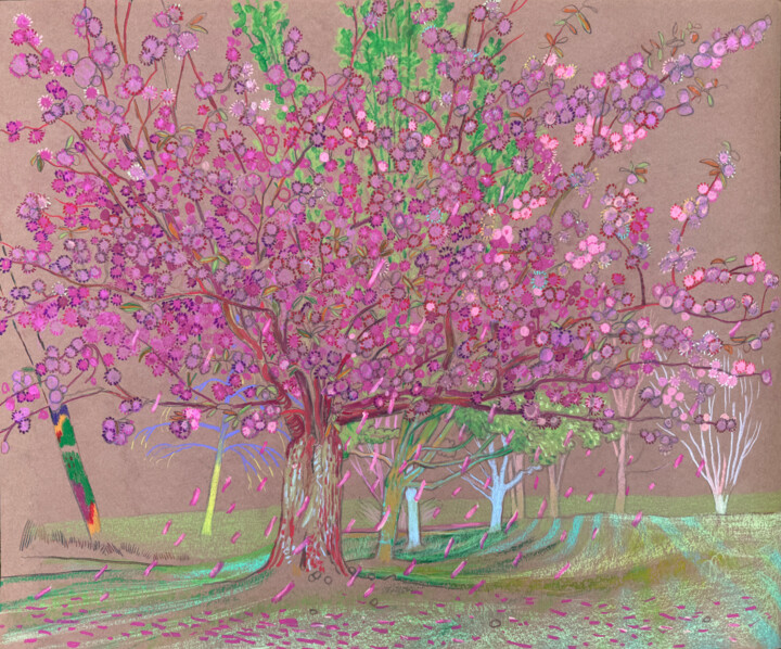 제목이 "Cerisier à fleurs d…"인 그림 Eric Boisseau로, 원작, 분필