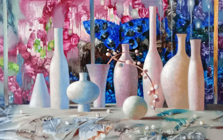 Still life with bottles 绘画, 23.6x37.4 in