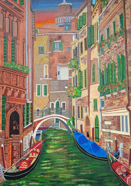 la gondole bleue 绘画, 25.6x18.1 in