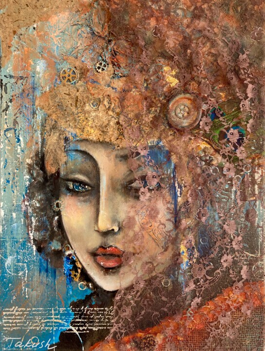 Painting titled "Tamara" by Takush, Original Artwork, Oil Mounted on Wood Stretcher frame