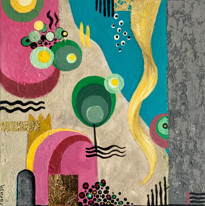 Painting titled "Rapunzel" by Takush, Original Artwork, Acrylic Mounted on Wood Stretcher frame