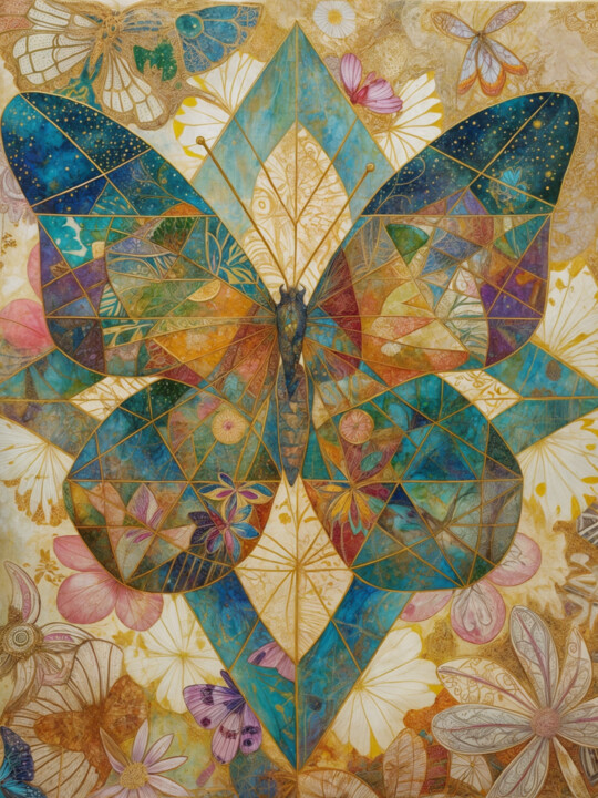 Abstract Butterfly & Floral Fusion Digital Art" 数字艺术