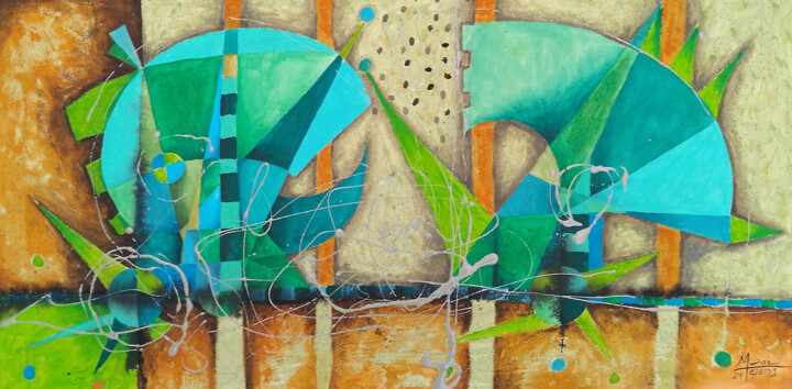 Amantes Modernos 绘画, 14.2x28 in