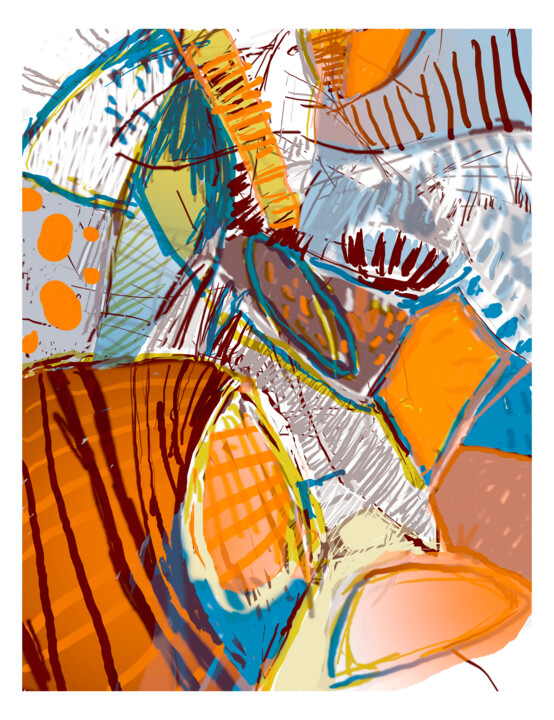 Sans titre 11 : Orange 数字艺术, 27.6x19.7 in