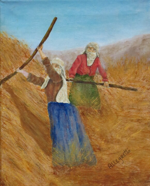 WHEAT HARVEST IN UMBRIA Schilderij, 10x8 in