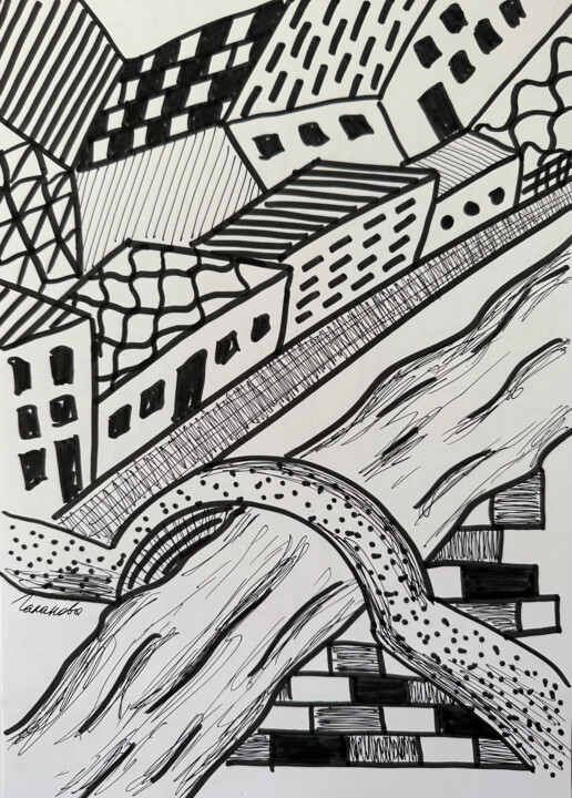 City in Lines 6 图画, 11.4x8.3 in