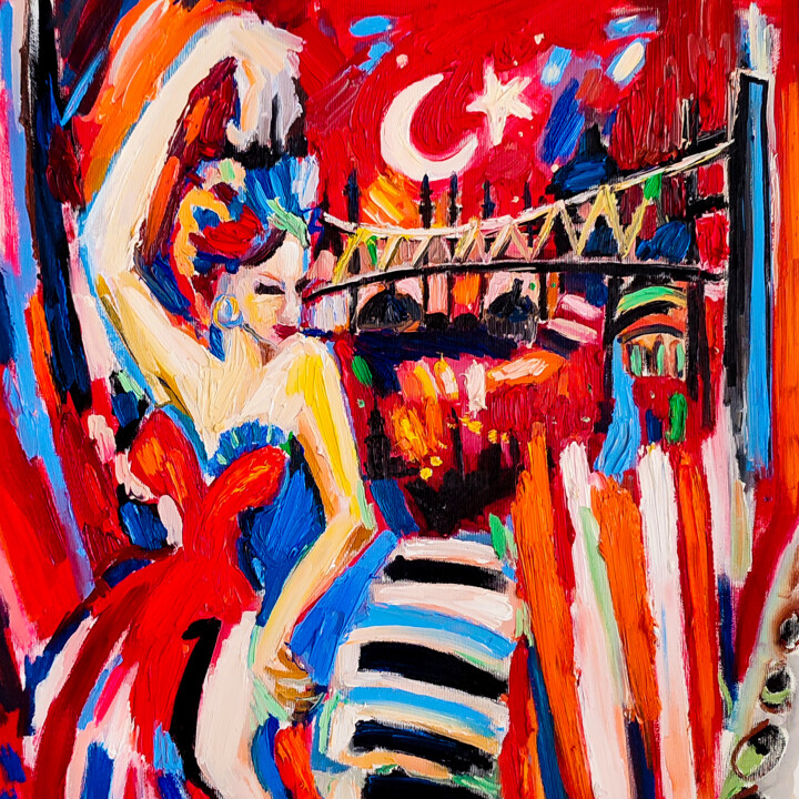 Bridge of Love – Istanbul City 绘画, 19.7x19.7 in