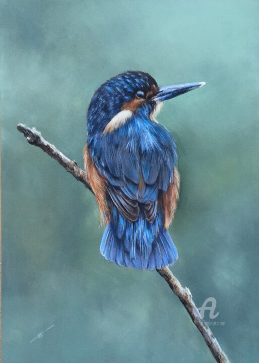 Dessin intitulée "On a branch" par Irene_art, Œuvre d'art originale, Pastel