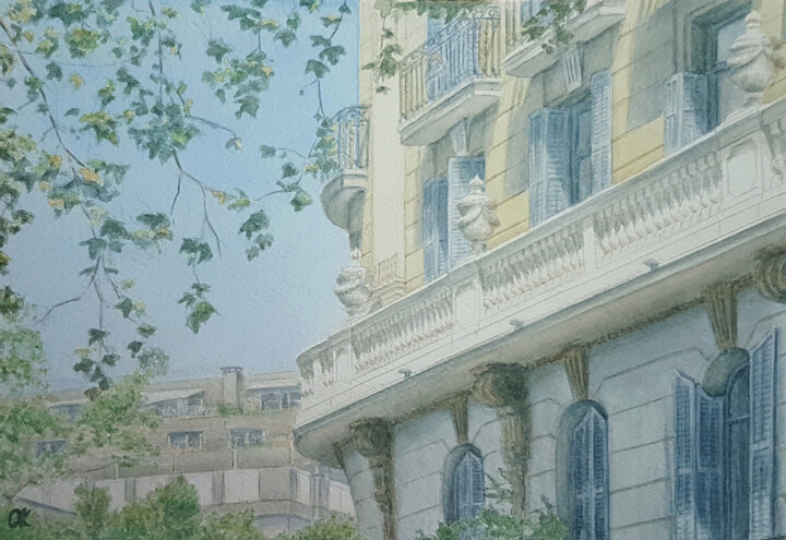 Прекрасная Барселона | La merveilleuse Barcelone | Beautiful 绘画, 7.5x10.6 in