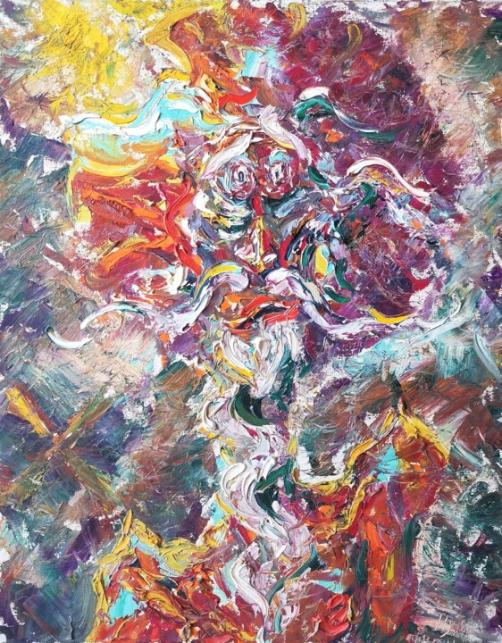 Portrait. Don Quixote. Expression. Bright colors. Volumetric 绘画, 19.7x15.8 in