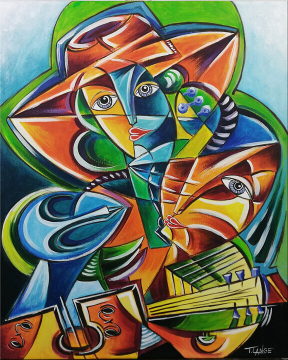 Musical Trio #M332 绘画, 19.7x15.8 in