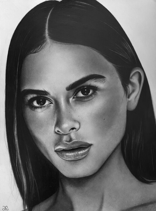 Drawing titled "“Elysian”" by Ruby Monroe, Original Artwork, Pencil Mounted on Wood Stretcher frame