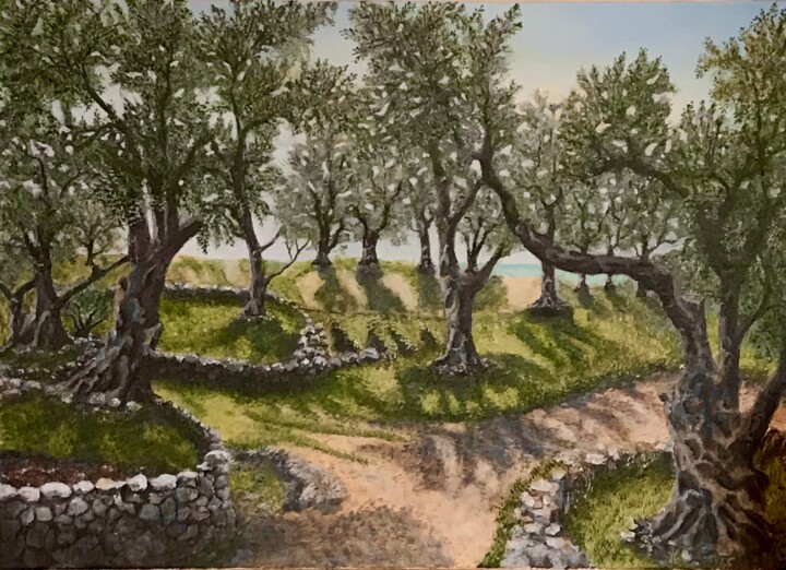 Оливковая роща, Вирпазар, Черногория 绘画, 27.6x19.7 in