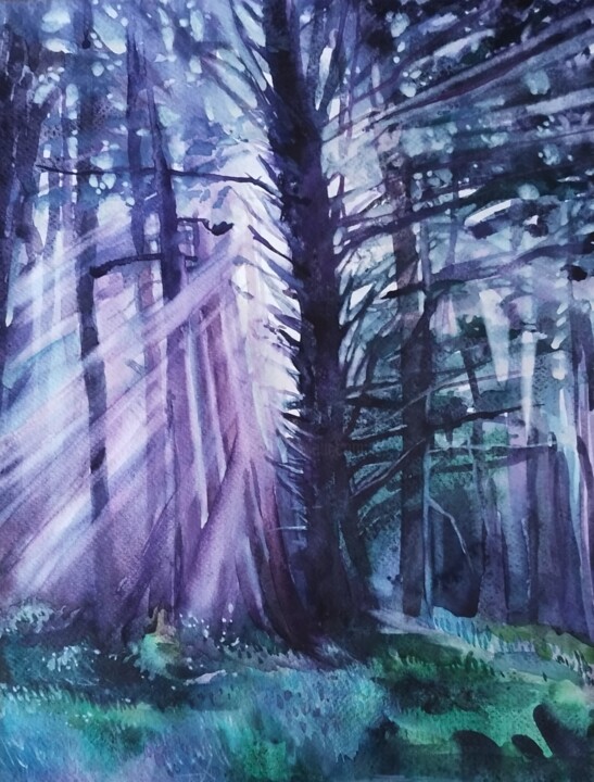 Through the Pines Painting, 15.8x11.8 in