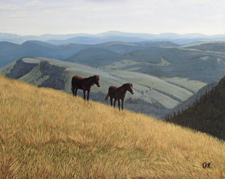 Painting titled "В единстве | En uni…" by Olha Krasko, Original Artwork, Oil Mounted on Wood Stretcher frame