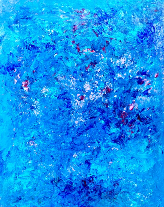 Painting titled "Swimming Pool" by Blooming Paint, Original Artwork, Acrylic Mounted on Wood Stretcher frame