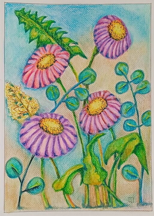 Flowers 绘画, 16.3x11.8 in