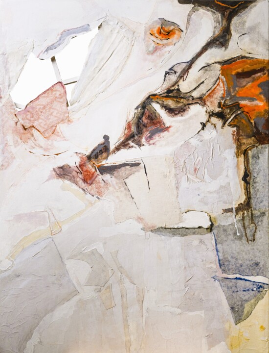 Painting titled "Paesaggio limitato" by Marco Bettocchi, Original Artwork, Oil Mounted on Wood Stretcher frame