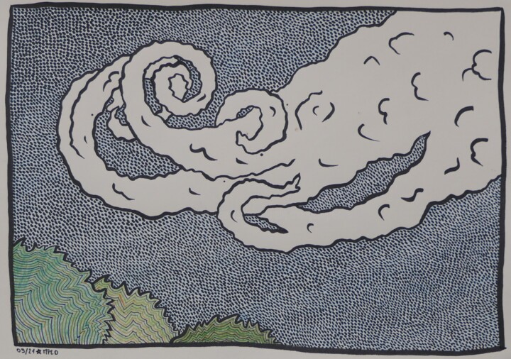 " Ciel au nuage troublé " 图画, 8.3x11.7 in