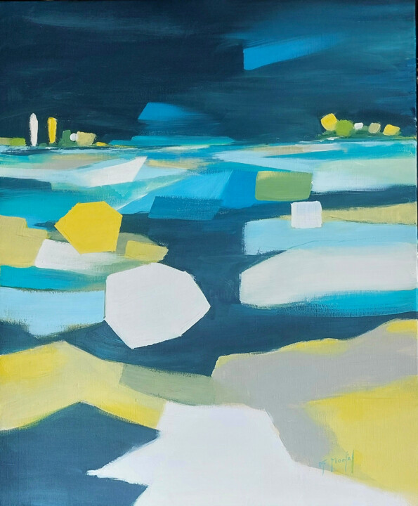 Painting titled "Ailleurs" by Fanou Montel, Original Artwork, Acrylic Mounted on Wood Stretcher frame