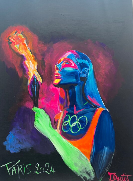 Girl Jeux olympiques Paris 2024 Картина, 23,4x16,5 in