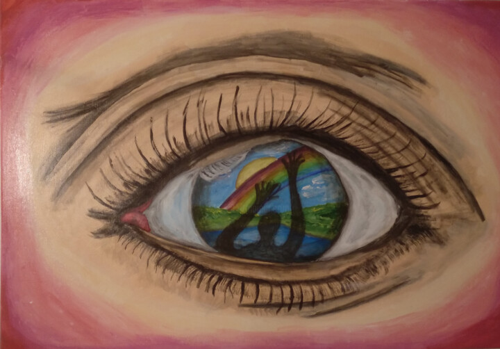 El ojo del infinito. 绘画, 23.6x35.4 in