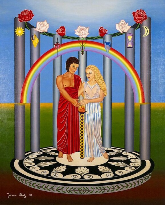 Le couple alchimique 绘画, 39.4x36.2 in