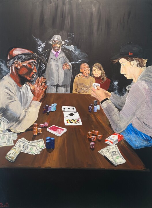 Peinture intitulée "two poker faces" par Nadine Dartis, Œuvre d'art originale, Acrylique Monté sur Châssis en bois