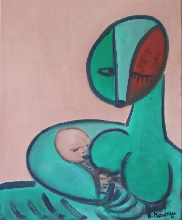 MOTHER AND BABE 绘画, 28.7x23.6 in