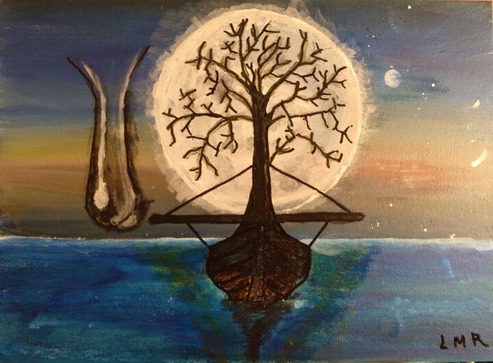 Lágrima de luna 绘画, 11.8x15.8 in