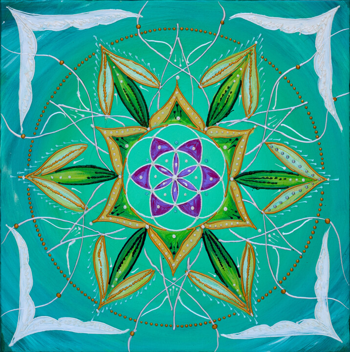 Painting titled "Mandalas for Heart…" by Vladilena Cherednichenko, Original Artwork, Acrylic Mounted on Wood Stretcher frame