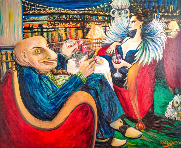 Crocodile Man And Swan Woman Malarstwo, 51,2x64,2 in