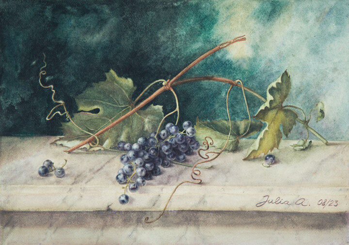 A grapevine on marble 绘画, 11.7x16.5 in