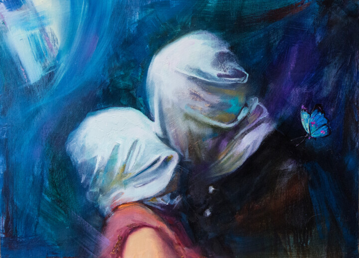 Schilderij getiteld "Поцелуй " в тёмную"" door Andrei Iakovlev, Origineel Kunstwerk, Olie