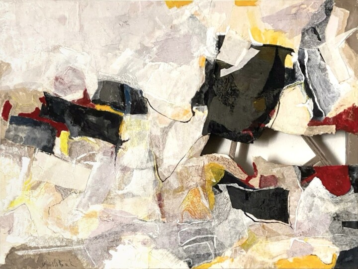 Painting titled "Paesaggio Scomposto" by Marco Bettocchi, Original Artwork, Oil Mounted on Wood Stretcher frame