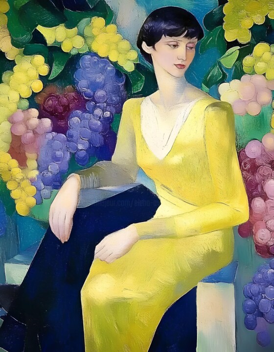 Woman With Grape 数字艺术