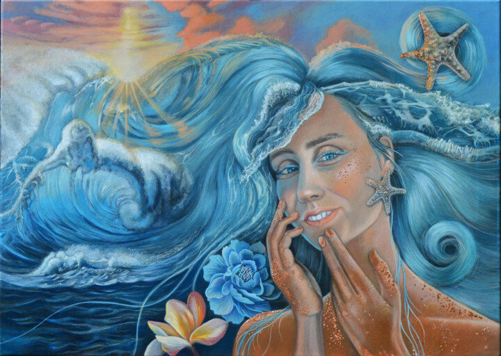 The Sea woman 绘画, 35.4x27.6 in