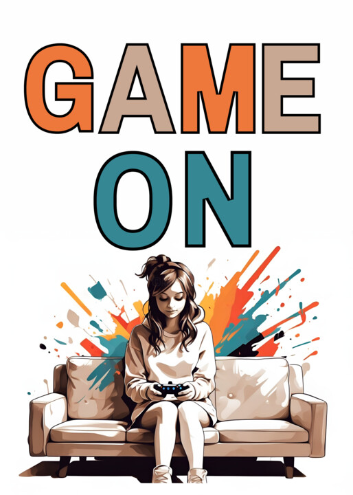 Game On - Gamer Girl Illustration 数字艺术