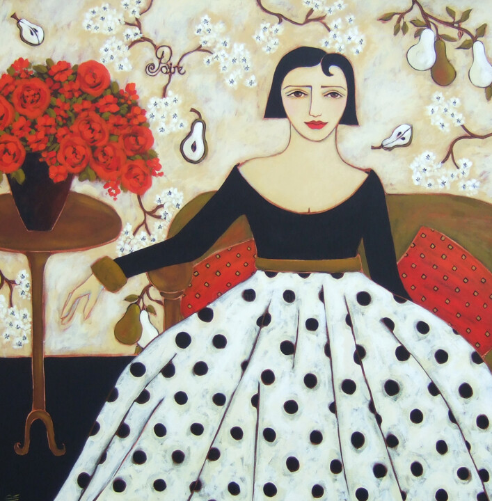 Peinture intitulée "Poire 4" par Karen Rieger, Œuvre d'art originale, Acrylique Monté sur Châssis en bois