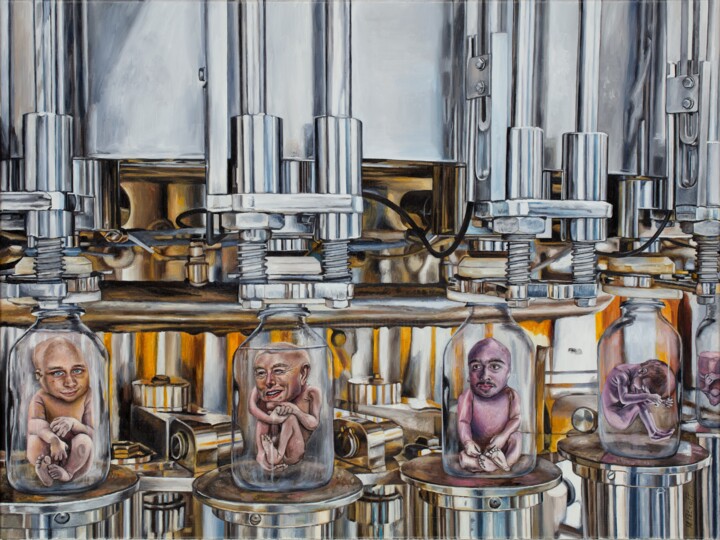 Painting titled "Bottle of mine" by Maria Petroff, Original Artwork, Oil Mounted on Wood Stretcher frame