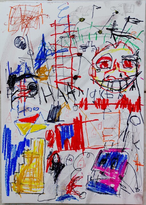 图画 标题为“HAA hoo 🤑🤪” 由Hector O'Kanin, 原创艺术品, 粉彩