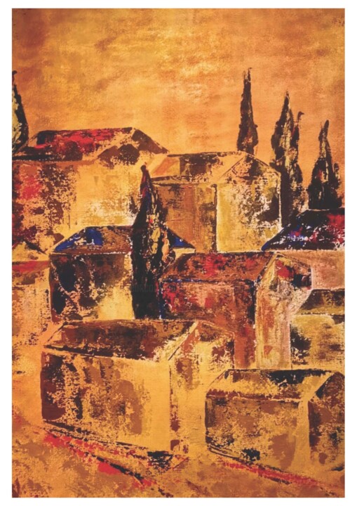 Le village ocre 绘画, 39.4x39.4 in