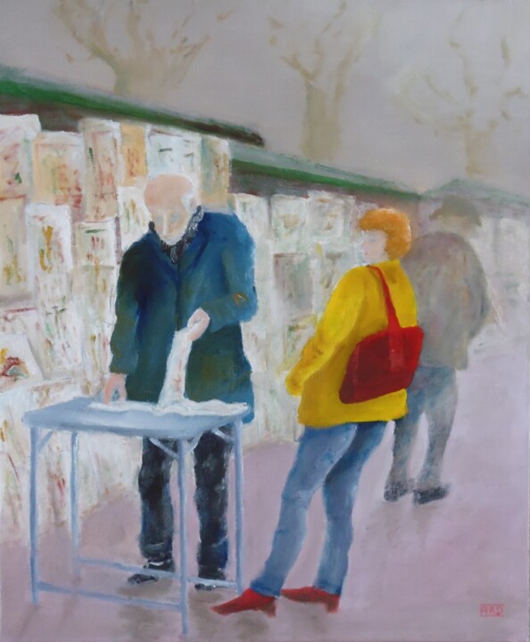 Pintura titulada "Urbi_32_Les bouquin…" por André Robert Deschamps, Obra de arte original, Oleo
